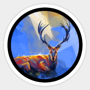 Meadow Trance - deer digital painting Sticker